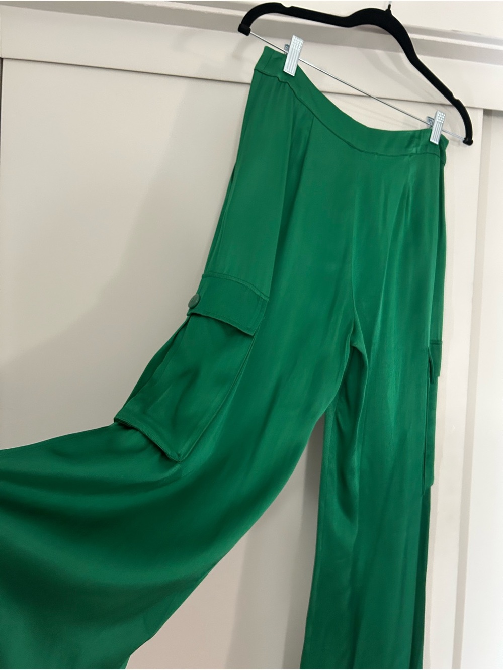 Anthropologie/Corey Lynn Calter Emerald Green Wide-Leg silky pants M - Picture 4 of 9